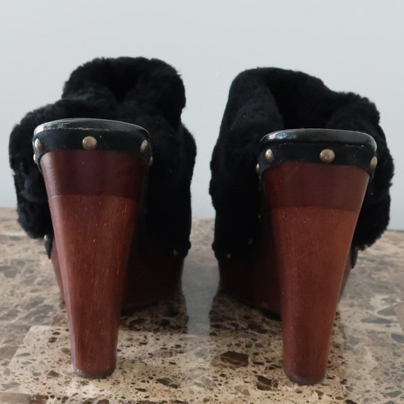 Lauren Ralph Lauren Mule Clog Faux Fur Heel 9.5 - Picture 6 of 14